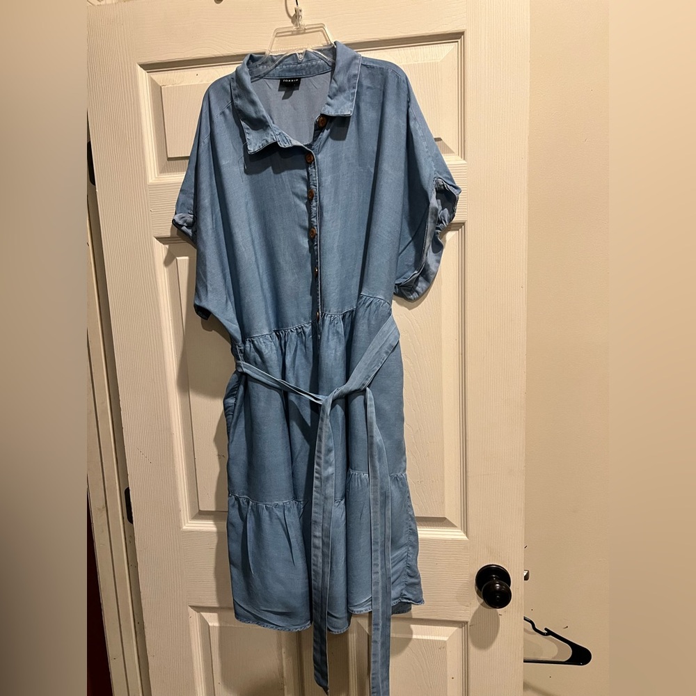 Torrid size 2 Mini Chambray Tiered Shirt Dress.  Worn once.  Like New!